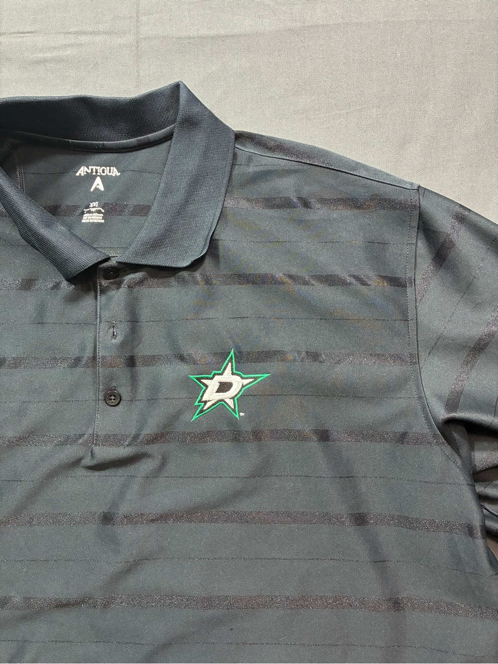 Antigua Dallas Stars Polo Shirt Men’s XXL Black Striped Performance NHL Golf